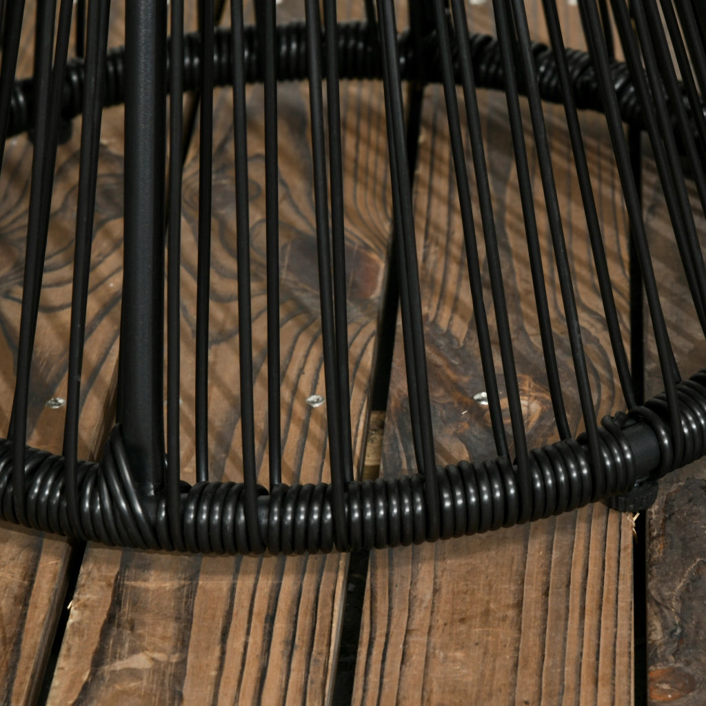 TAVOLINO DA ESTERNO 40x40x42 cm Nero stile Boho in rattan e vetro