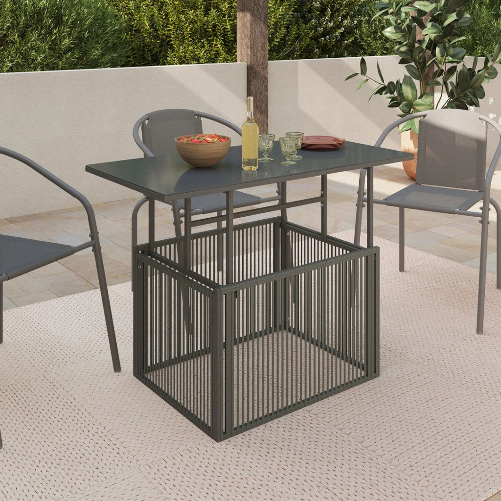 IDMarket - Tavolino rettangolare alzabile da giardino 100 cm Struttura in metallo RIO e cordoncino grigio antracite