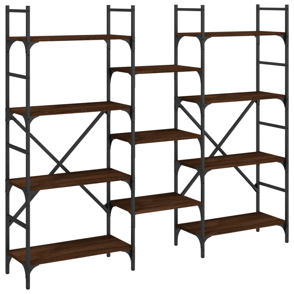 Libreria-Scaffale per Libri-Mobile di Stoccaggio Rovere Marrone 160x28,5x136,5 cm in Legno Multistrato