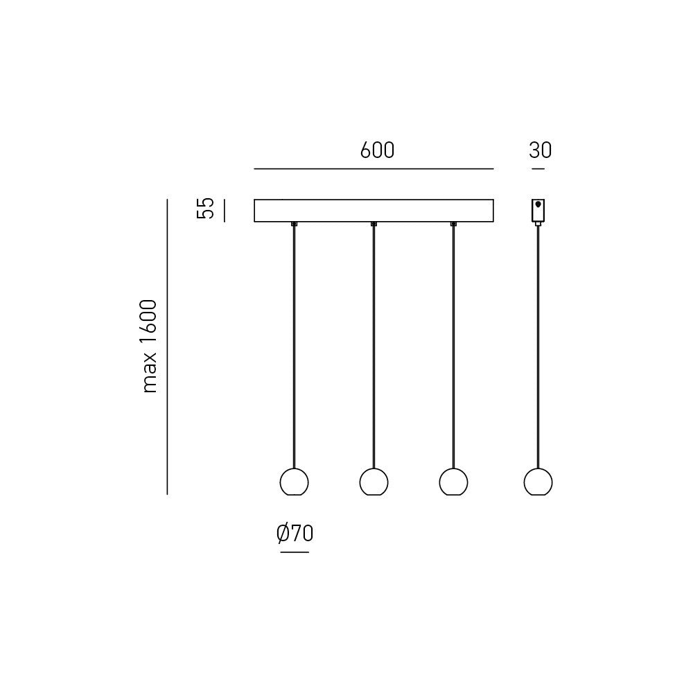 Lampada a Sospensione Guya S/3 Multipla Lineare 24W LED 3000K 1525lm 36° Nero Satinato - Gealuce