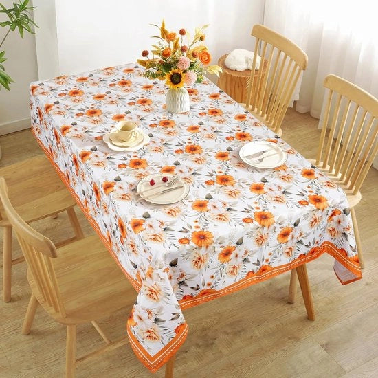 Tavolo quadrato coperto con disegno aquarello di margherite per tavola da pranzo per festa, picnic e cena (140 x 180 cm)