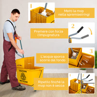Secchio Lavapavimenti Professionale 20L con Mocio e Strizzatore Giallo