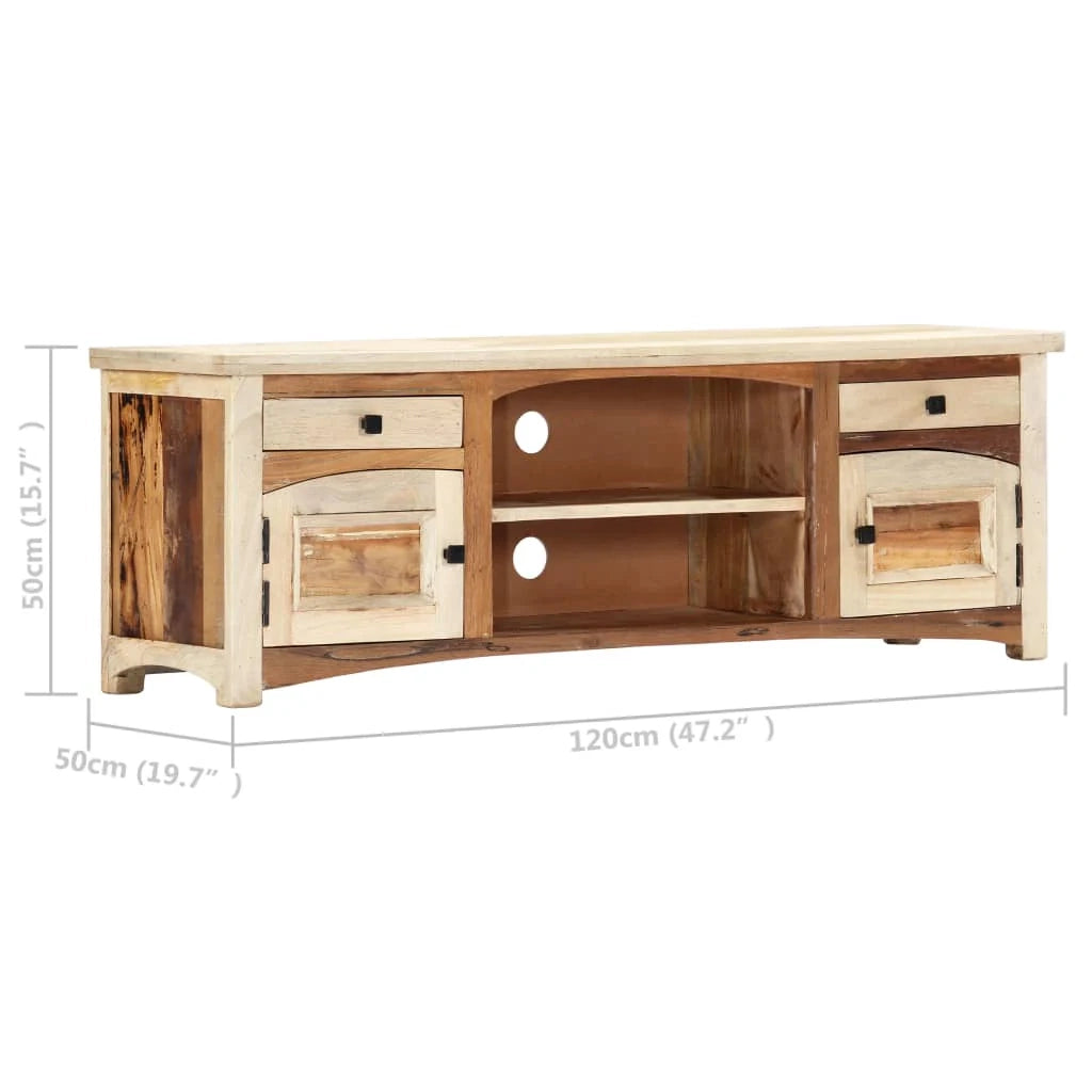 Mobile TV multimediale scaffale TV mobile TV sala da pranzo soggiorno camera da letto 120 x 30 x 40 cm legno massello di recupero marrone 02_0025823