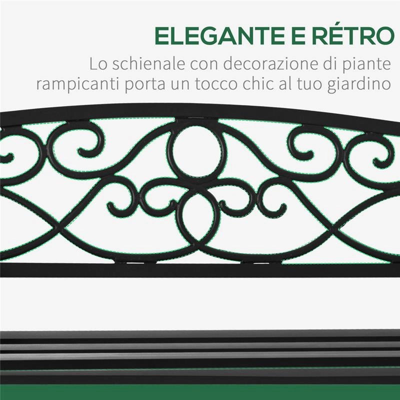 PANCHINA DA GIARDINO A 2 POSTI IN GHISA DECORATA 128 X 58.5 X 85 CM NERO