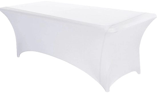 Tavolo quadrato coperta estensibile – 183 x 76 x 76 cm – Elastico e perfettamente adattabile – Lavabile e senza pieghe – Bianco – Per matrimoni, ricevimenti, feste e eventi