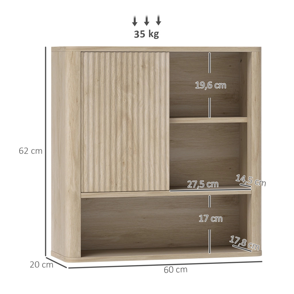 Mobile Pensile da Bagno con Ante Scorrevoli ¨C Xylo ¨C Bianco 60x20x62 cm 5 Ripiani