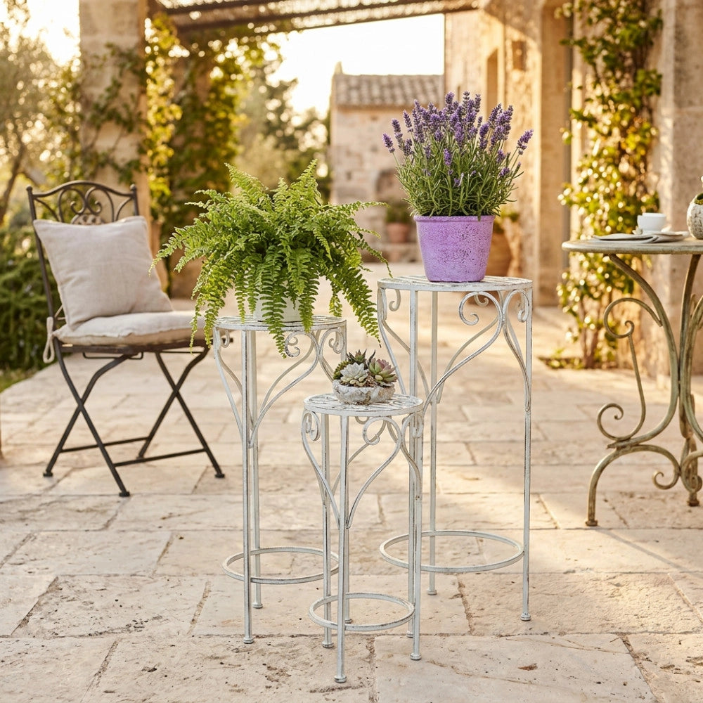 SET DI 3 FIORIERE VALERIE BIANCO ANTICO