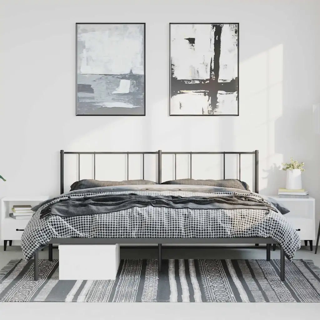 Giroletto con Testiera in Metallo Nero 183x213 cm 352485