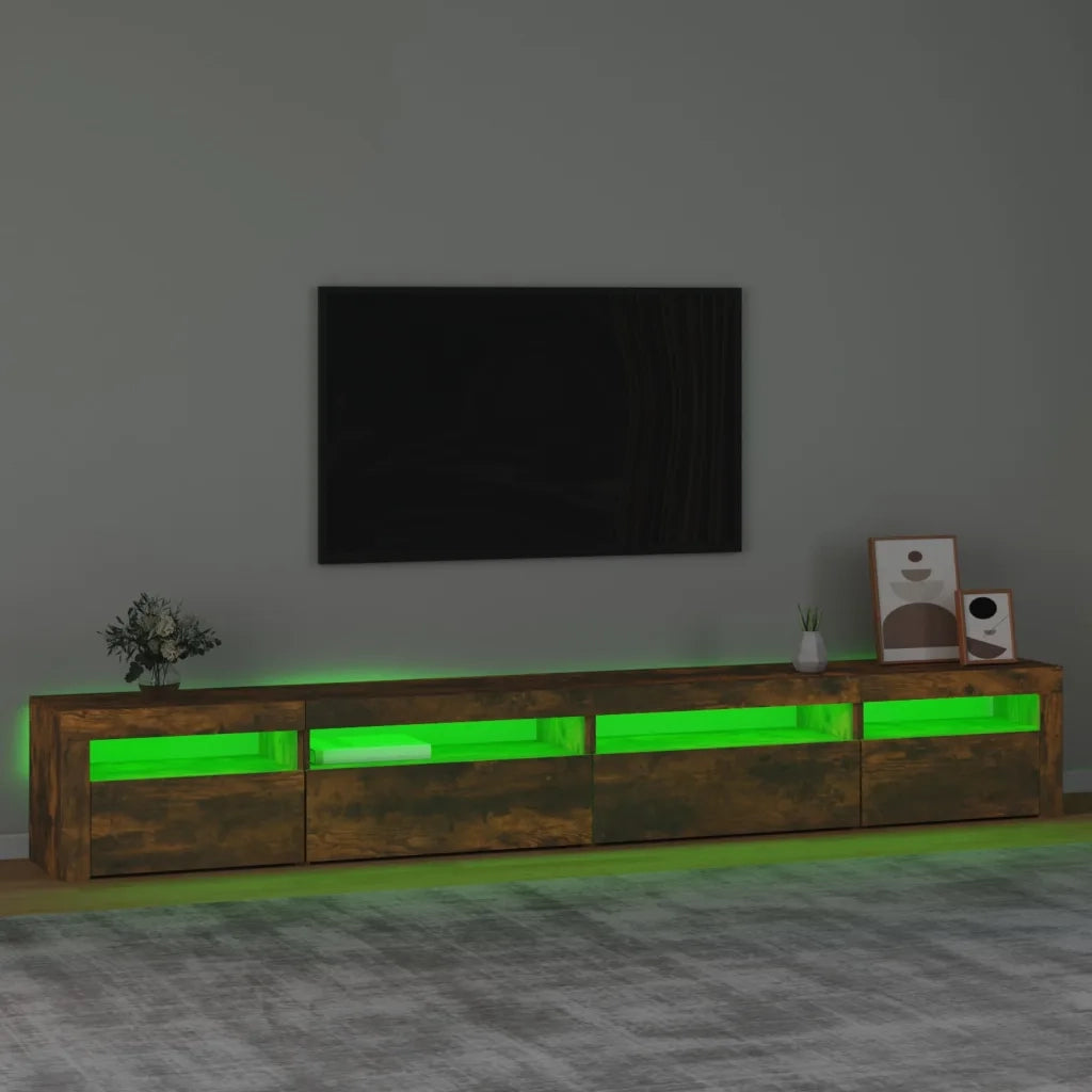 Mobile Porta TV con Luci LED Rovere Fumo 270x35x40 cm cod mxl 15250