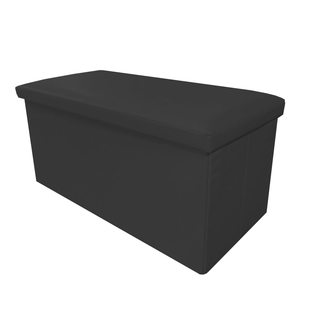 Puff Ottomano rettangolare pieghevole in similpelle 76x38x38 cm | Nyana Casa | Stile ottomano | Similpelle resistente | Nero, grigio e beige