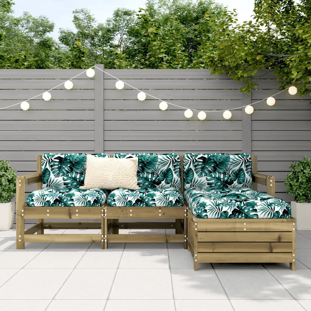 Set Divani da Giardino 4 pz | Set Salotto da Giardino in Legno Impregnato di Pino