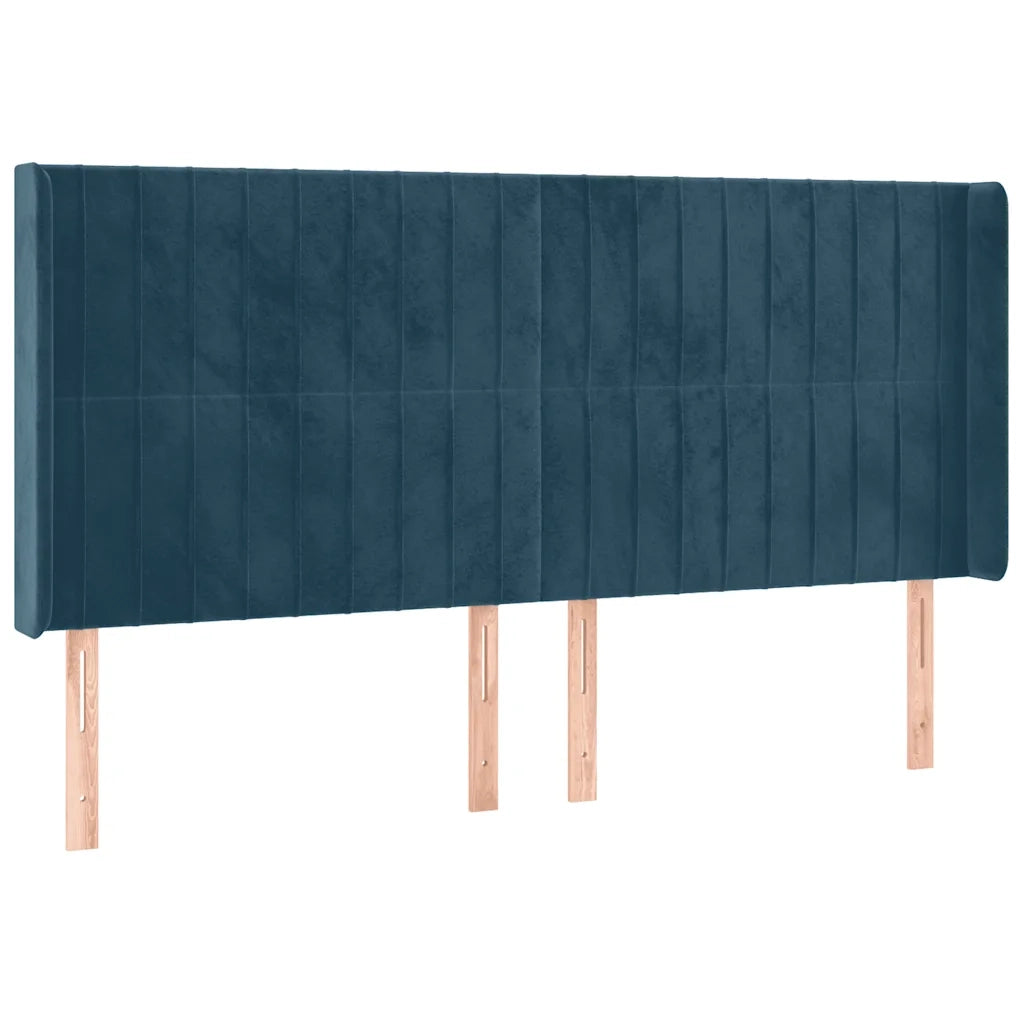 Letto a Molle con Materasso e LED Blu Scuro 160x200 cm