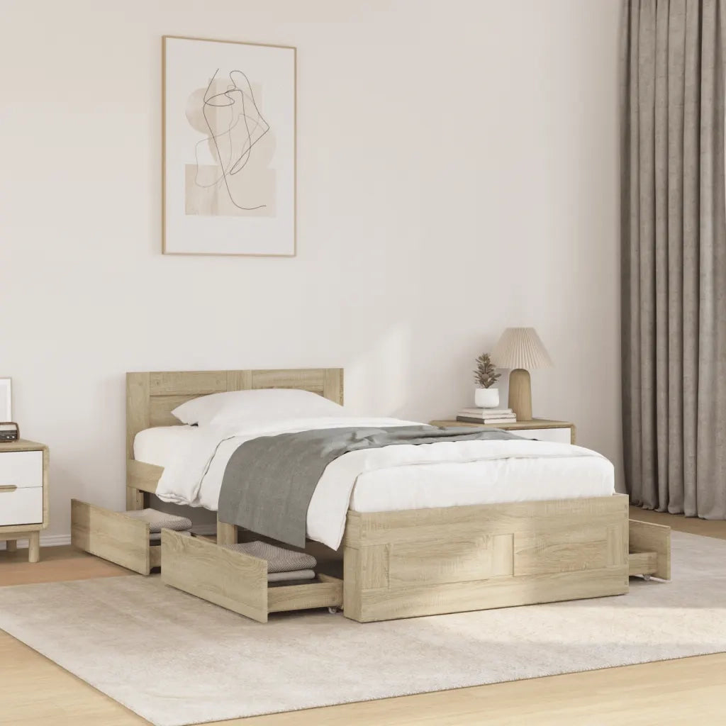 Giroletto con Testiera-Struttura Letto con testiera Rovere Sonoma 75x190cm Legno Multistrato 501887