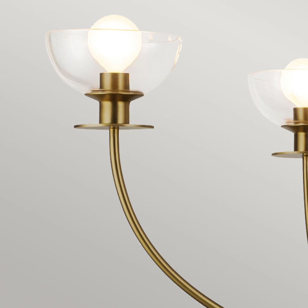 Lampadario industriale oro spazzolato vetro 4xE14 Sylvia Alora