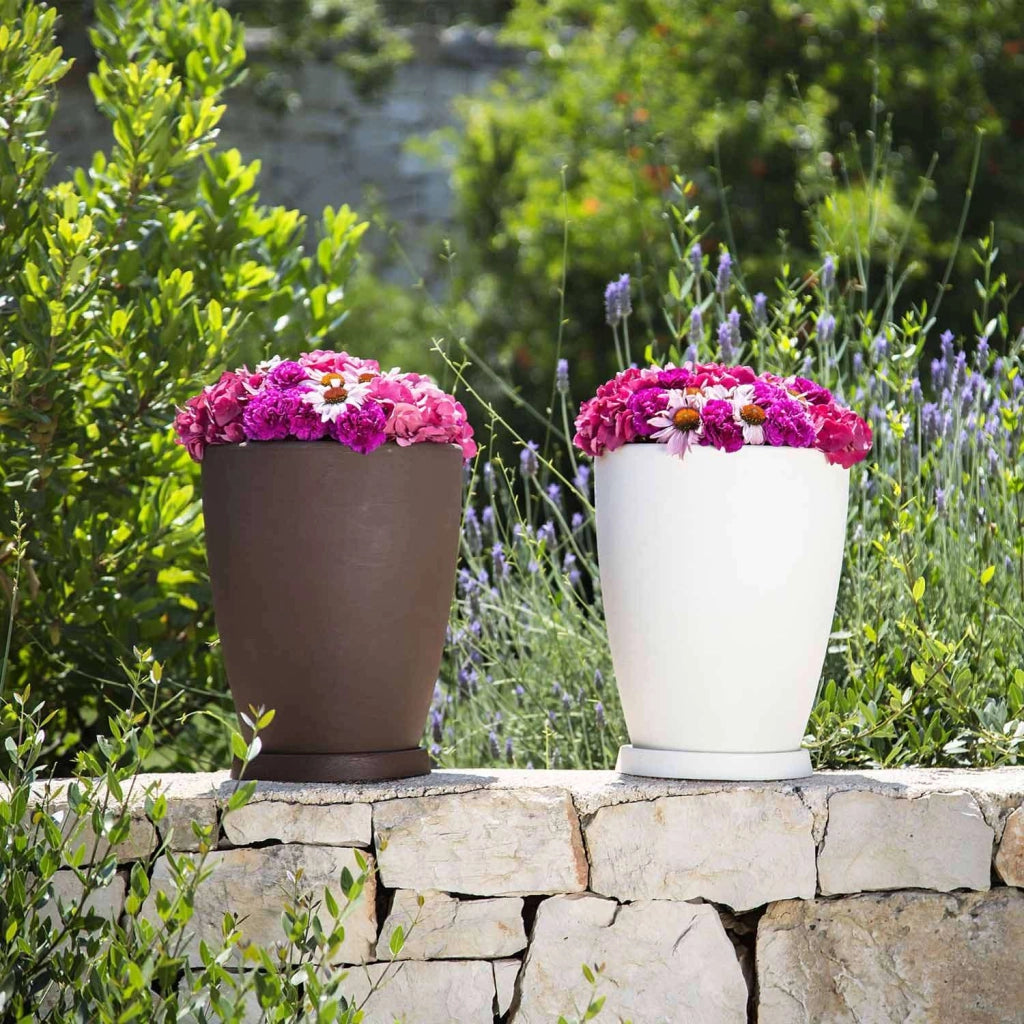 Vaso Aloe In Resina Tondo Avorio H38 Ø 30Cm