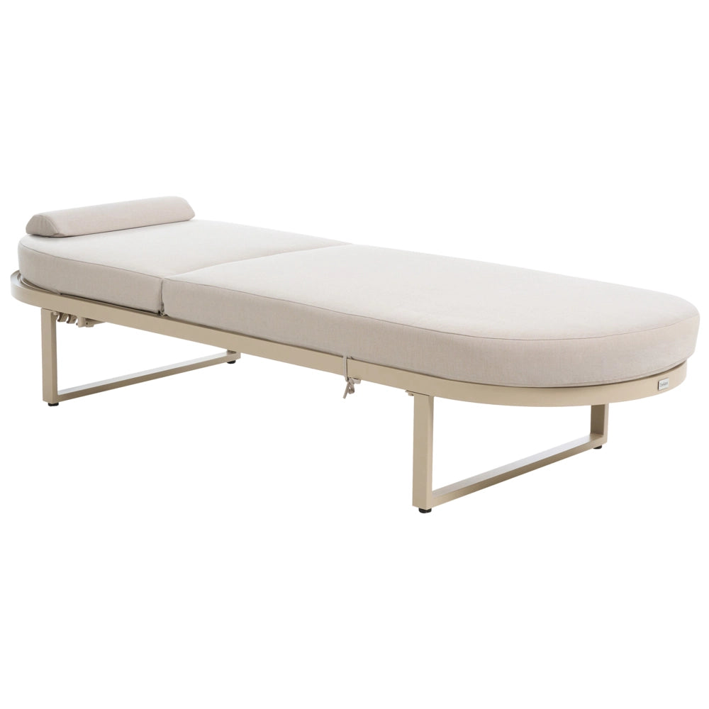 Lettino da giardino reclinabile in alluminio con cuscino beige e ruote schienale regolabile