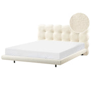 Letto matrimoniale in tessuto boucle con testata trapuntata Bianco sporco 160 x 200 cm design moderno