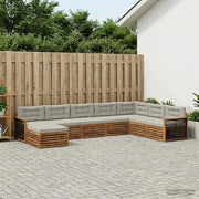 Set di divani da esterno 8 pz Naturale e Grigio Chiaro 3383714