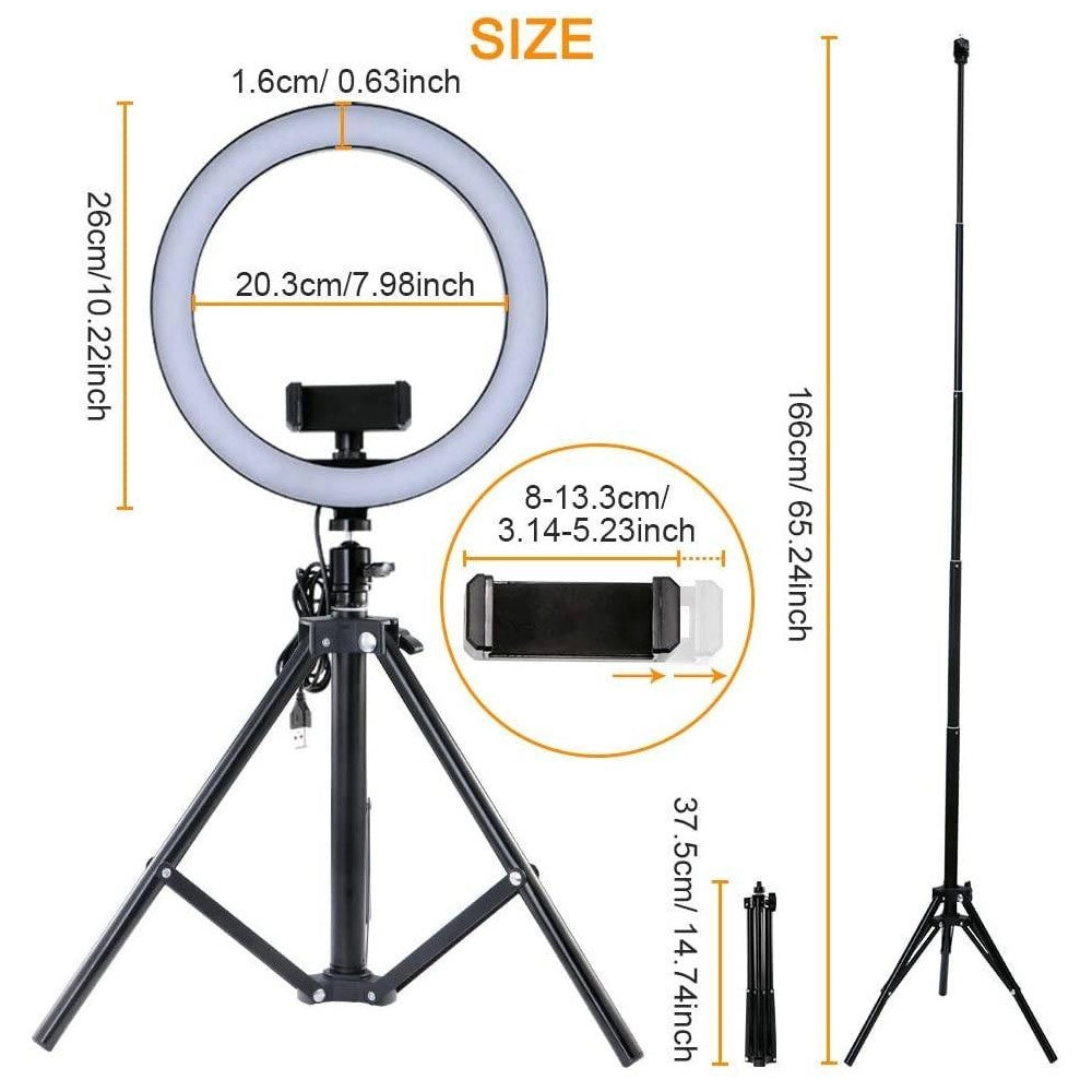 Trade Shop - Anello Luce Led Rgb Fotografia Makeup Video Circolare 10" 26cm Dimmerabile -