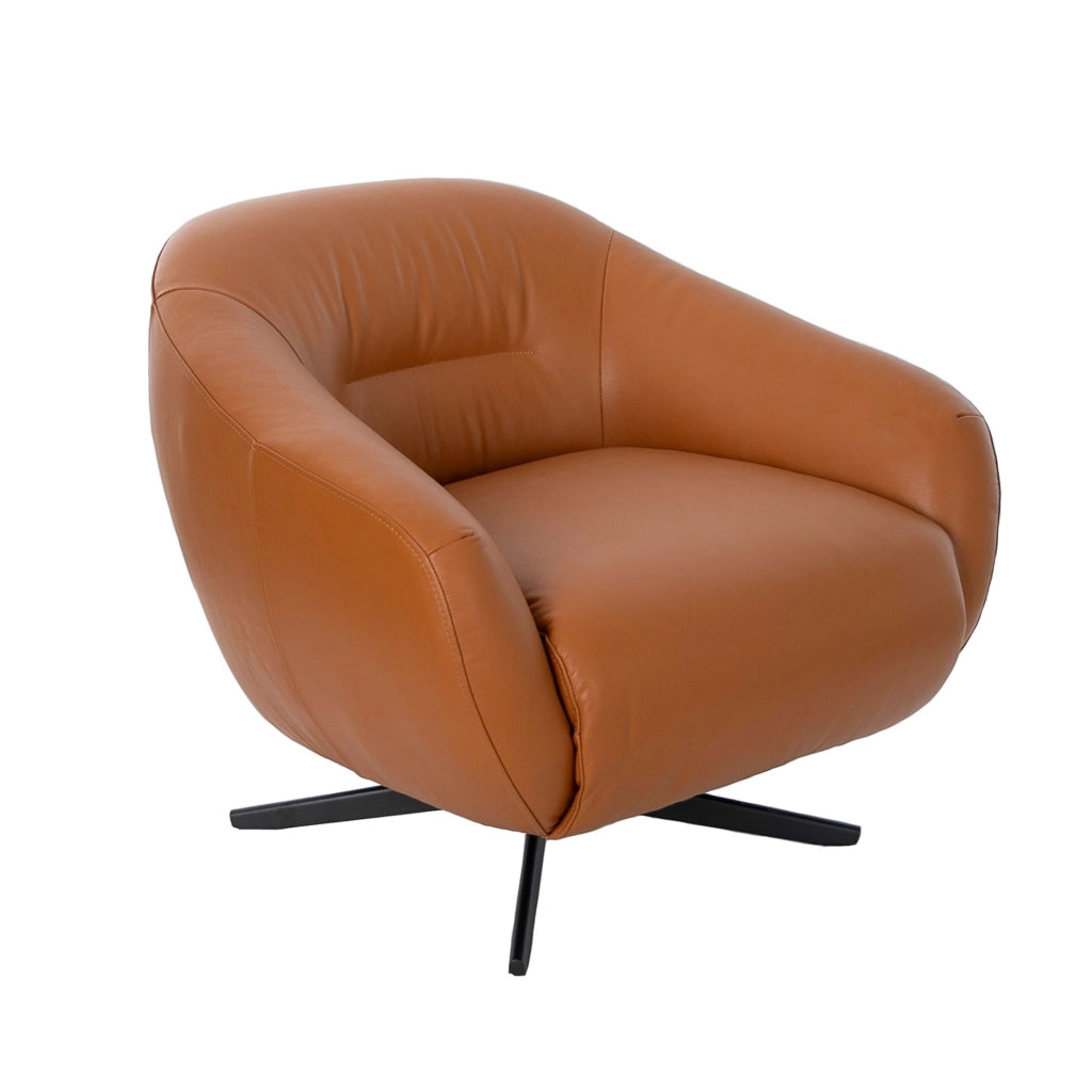 Poltrona girevole in pelle marrone