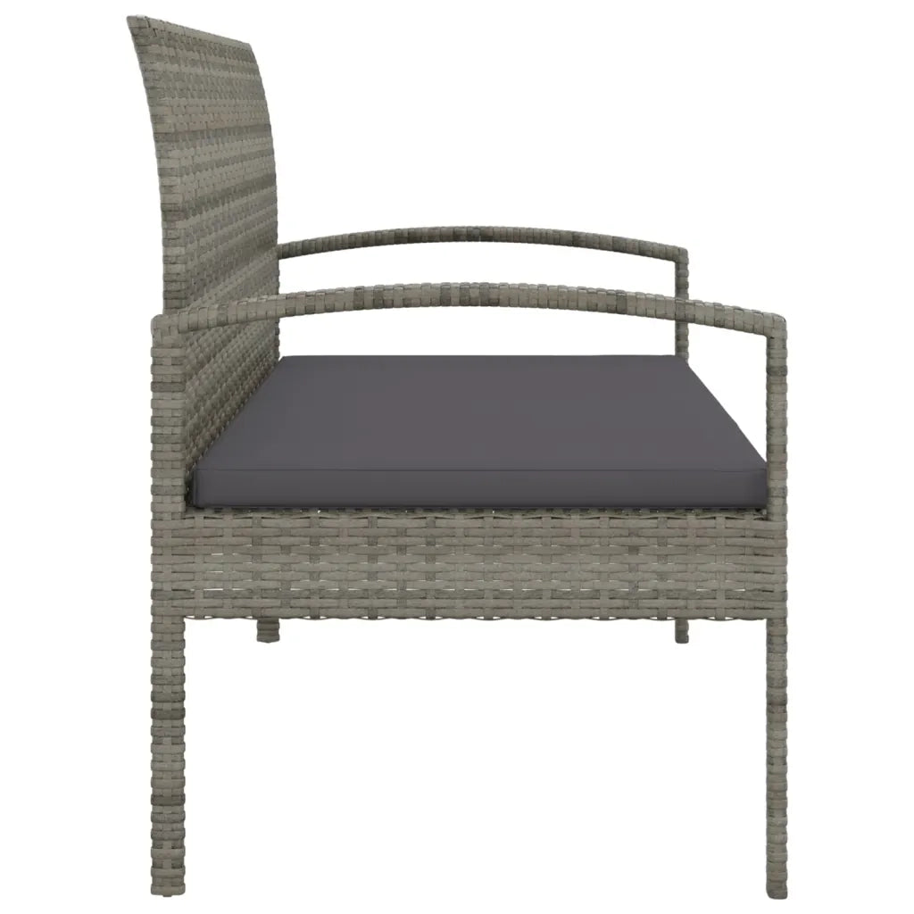 Panca da Giardino con Cuscino Grigia 105 cm in Polyrattan 362167