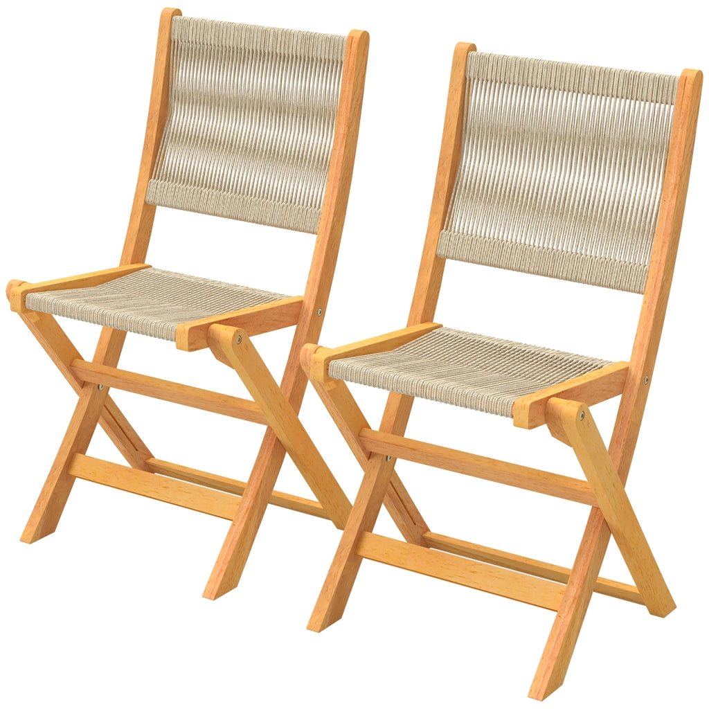 Sedia pieghevole da giardino ¨C zephmum ¨C Rattan PE e legno acacia, beige