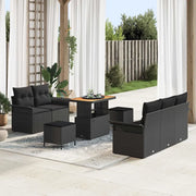 Set Divano da Giardino con cuscino con archiviazione 8 pcs Nero 3364029