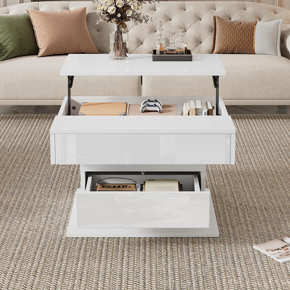 Tavolino geometrico - Xylo - 70x70cm piano girevole bianco