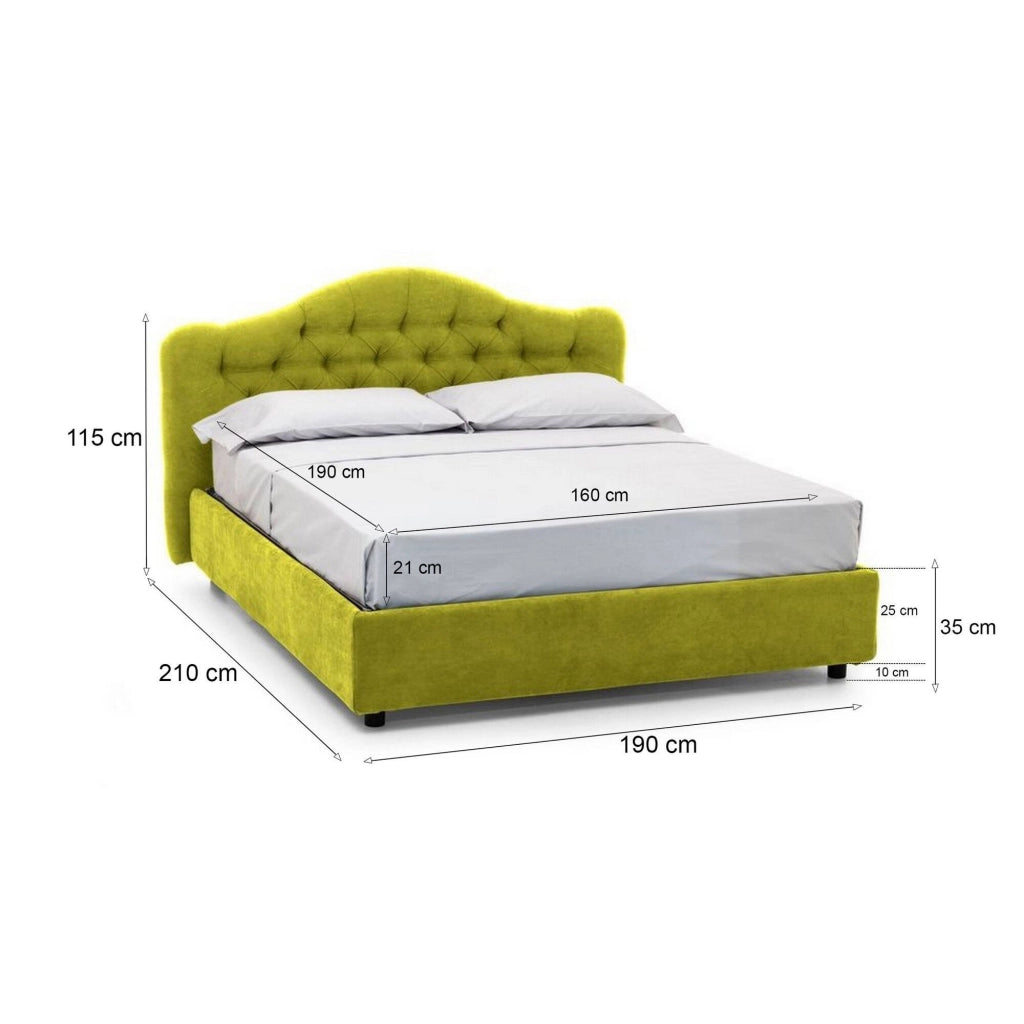 Letto Matrimoniale Allik, Letto Matrimoniale Materasso Incluso Made in Italy, Verde