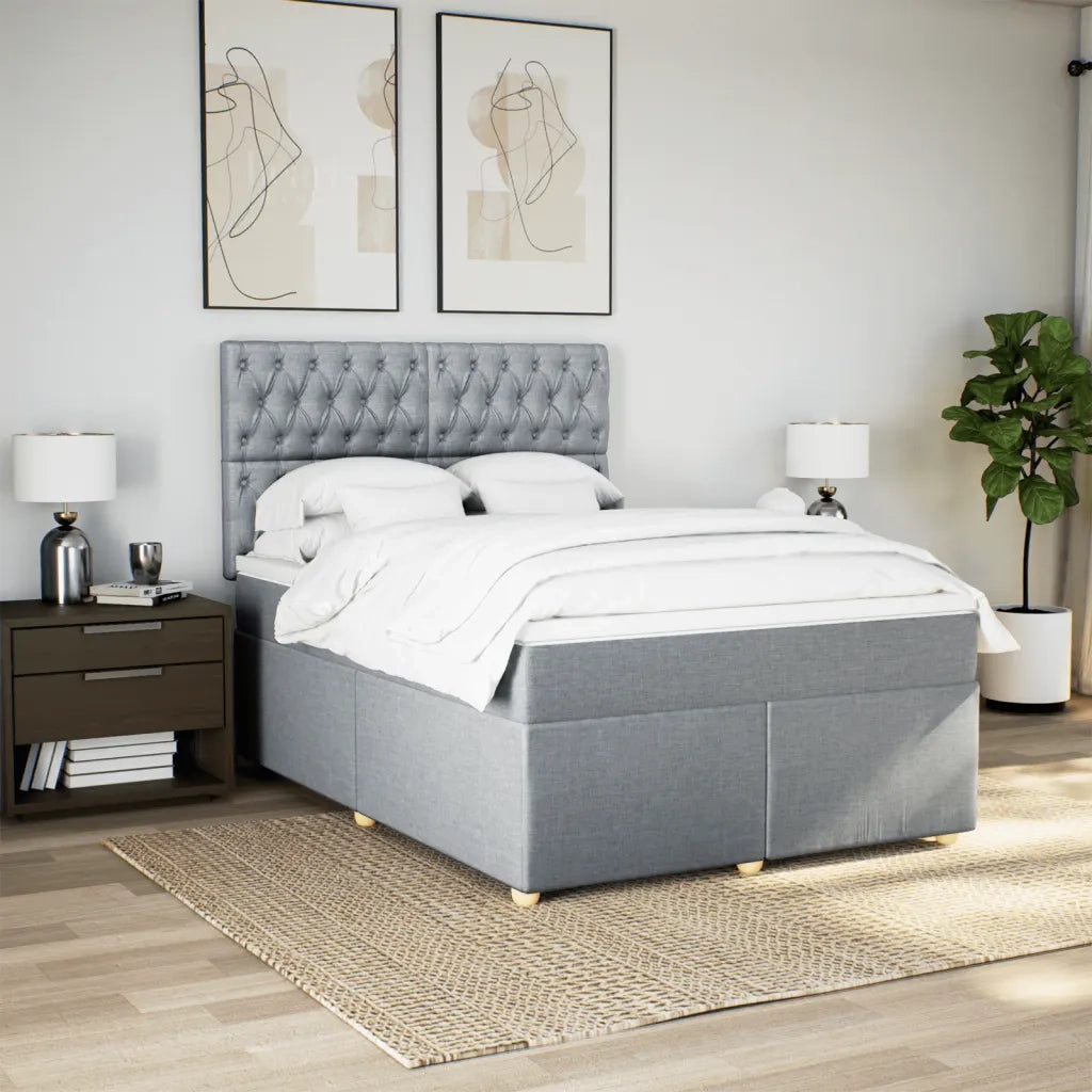 Giroletto a Molle con Materasso Grigio Chiaro 160x200cm Tessuto