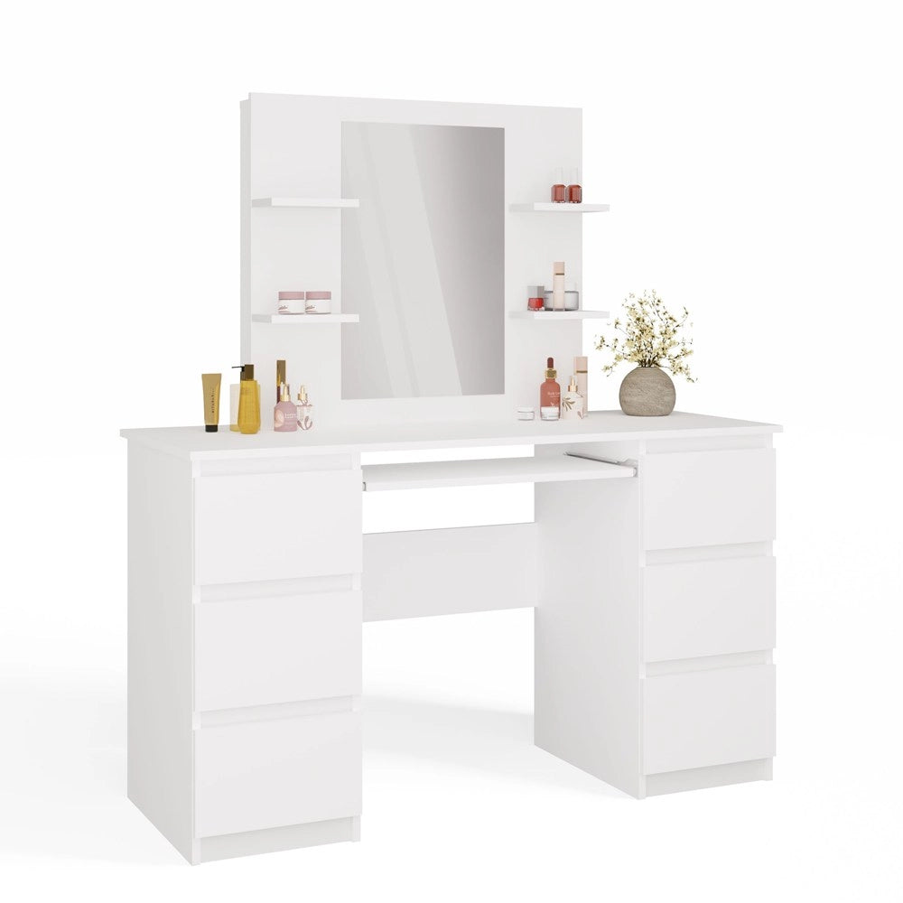 Toeletta da trucco con specchio per make-up set MARINA 4p + KUBA scrivania bianco