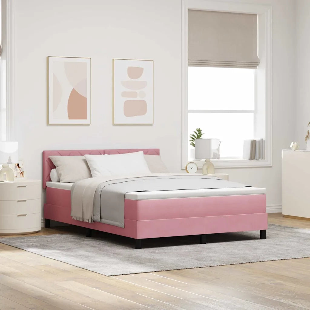 Letto a molle con testiera Rosa 140 x 190 cm Velluto 3342721