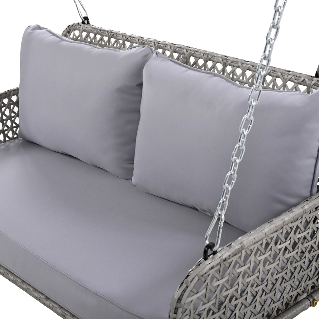 Dondolo da Giardino Doppio in Polyrattan con Cuscini ¨C MINIMAL ¨C Grigio, 2 Posti, 320 kg