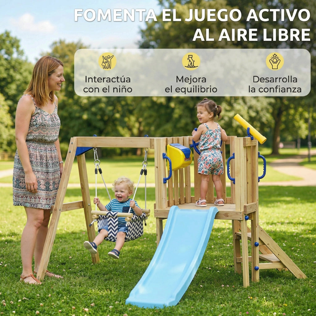 Altalena e Scivolo per Bambini in Legno ¨C zephmum ¨C Legno Naturale