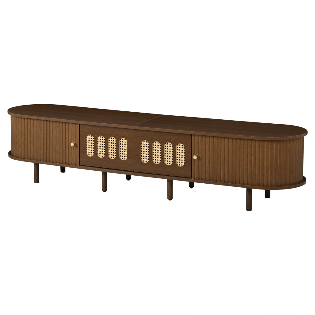 Mobile TV 180x40x40 cm in MDF color noce con 2 cassetti e 2 ante a serranda
