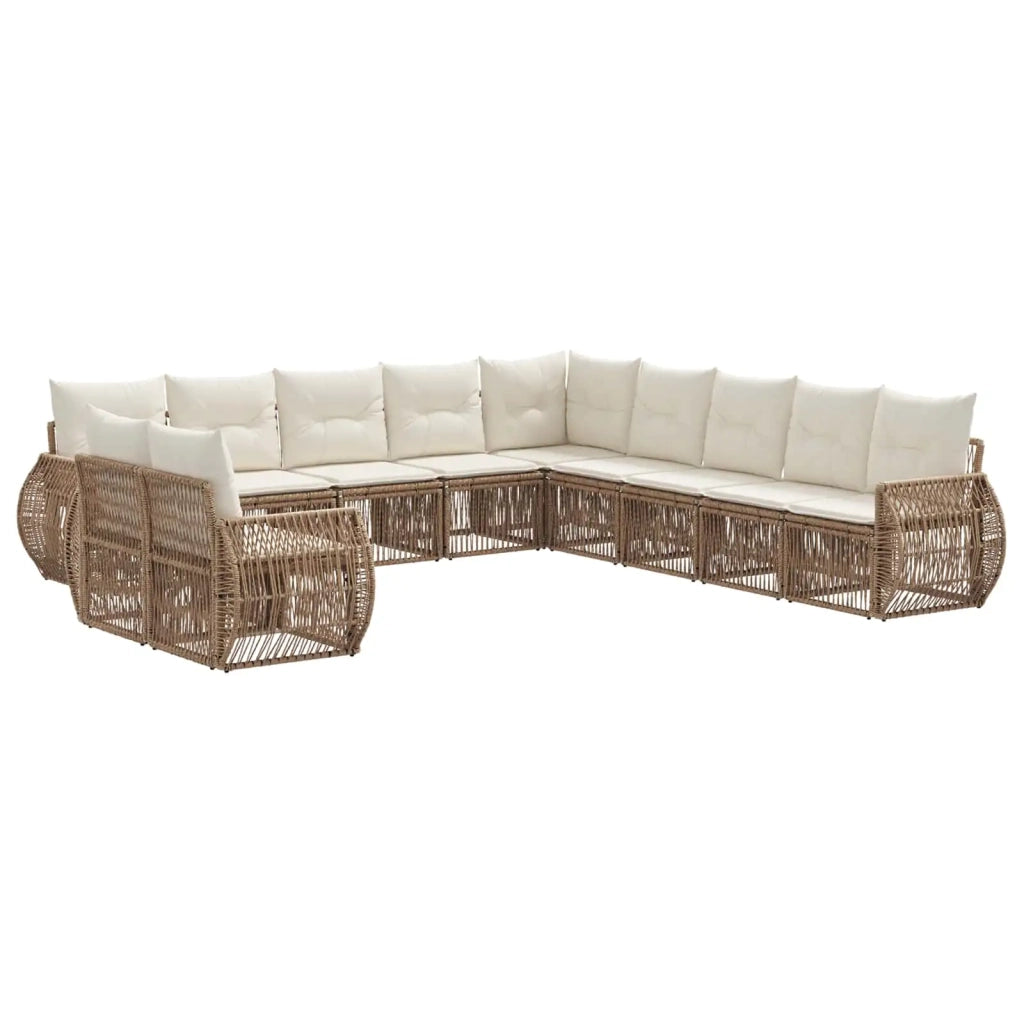 Set Divano da Giardino 11 pcs Beige e Bianco Crema polyrattan 3435471