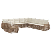 Set Divano da Giardino 11 pcs Beige e Bianco Crema polyrattan 3435471