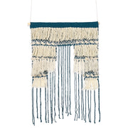 Decorazione da parete in cotone blu e beige con nappe fatte a mano decorazione da parete boho per soggiorno camera da letto