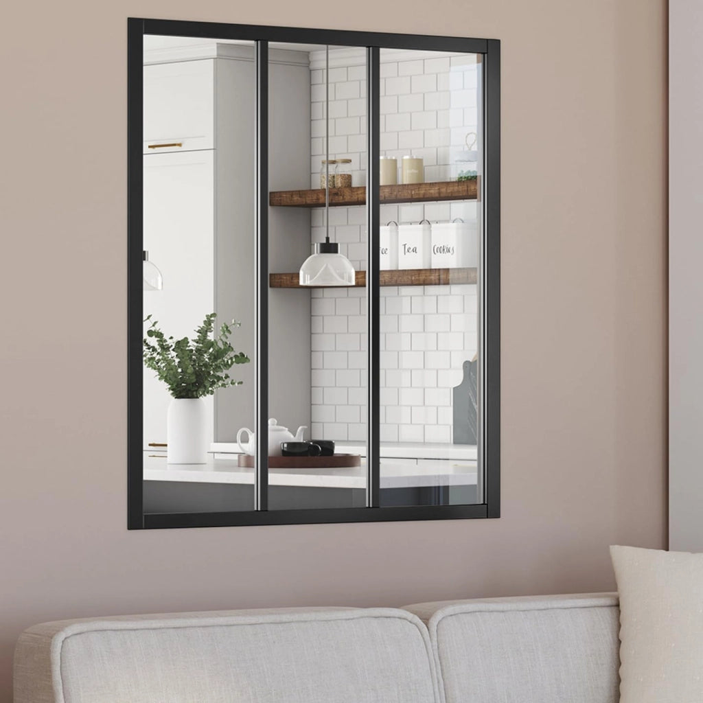IDMarket - Techo de Cristal de 3 hojas 93x108 cm en Metal Negro