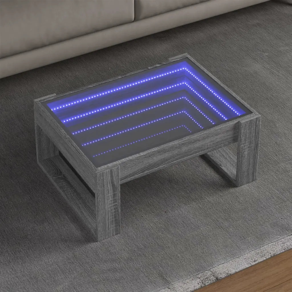 Tavolino da Salotto con LED Infinity Grigio Sonoma 70x53x30 cm
