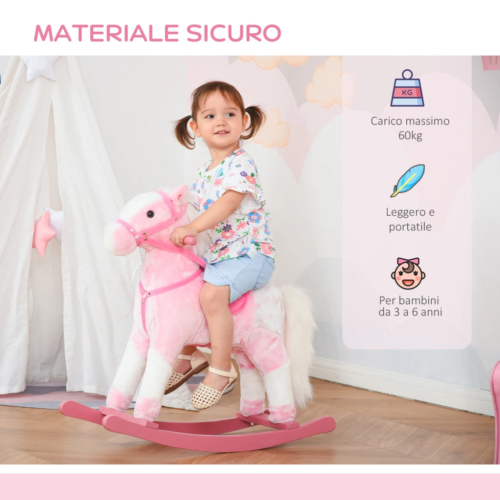 Cavallo a Dondolo in Legno ¨C zephmum ¨C Rosa 74x28x65 cm