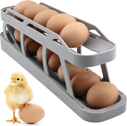 Eierorganizzatore 2 in 1 per frigorifero - contenitore per uova spaziale - eiettore con dispenser rotante - fondo antiscivolo - organizzatore per uova per piano di lavoro (grigio)