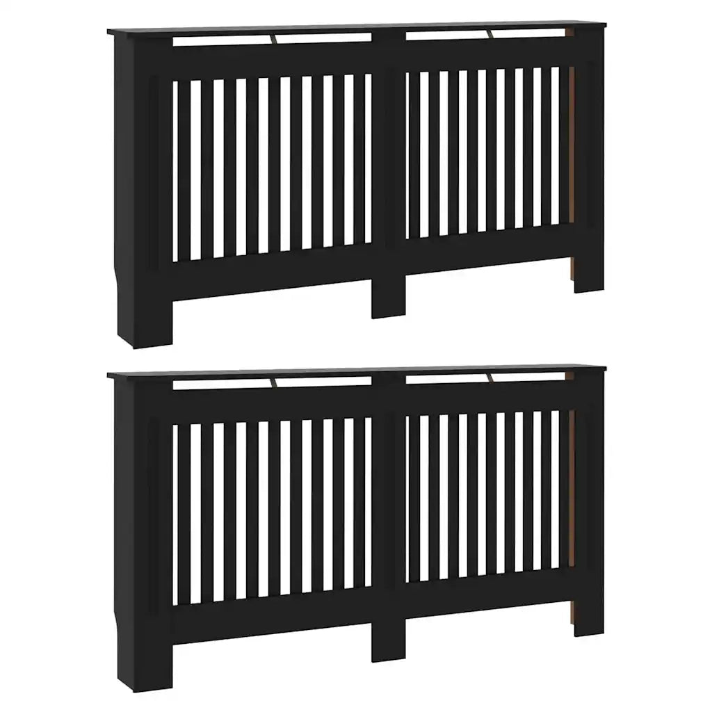 Copertura per radiatori 2 pcs Nero 152 x 19 x 81,5cm
