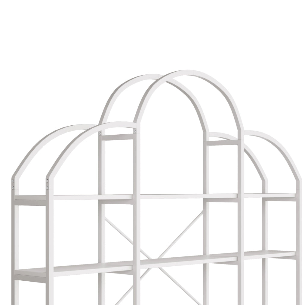 Scaffale a 5 ripiani in MDF e metallo bianco 170x26x190 cm