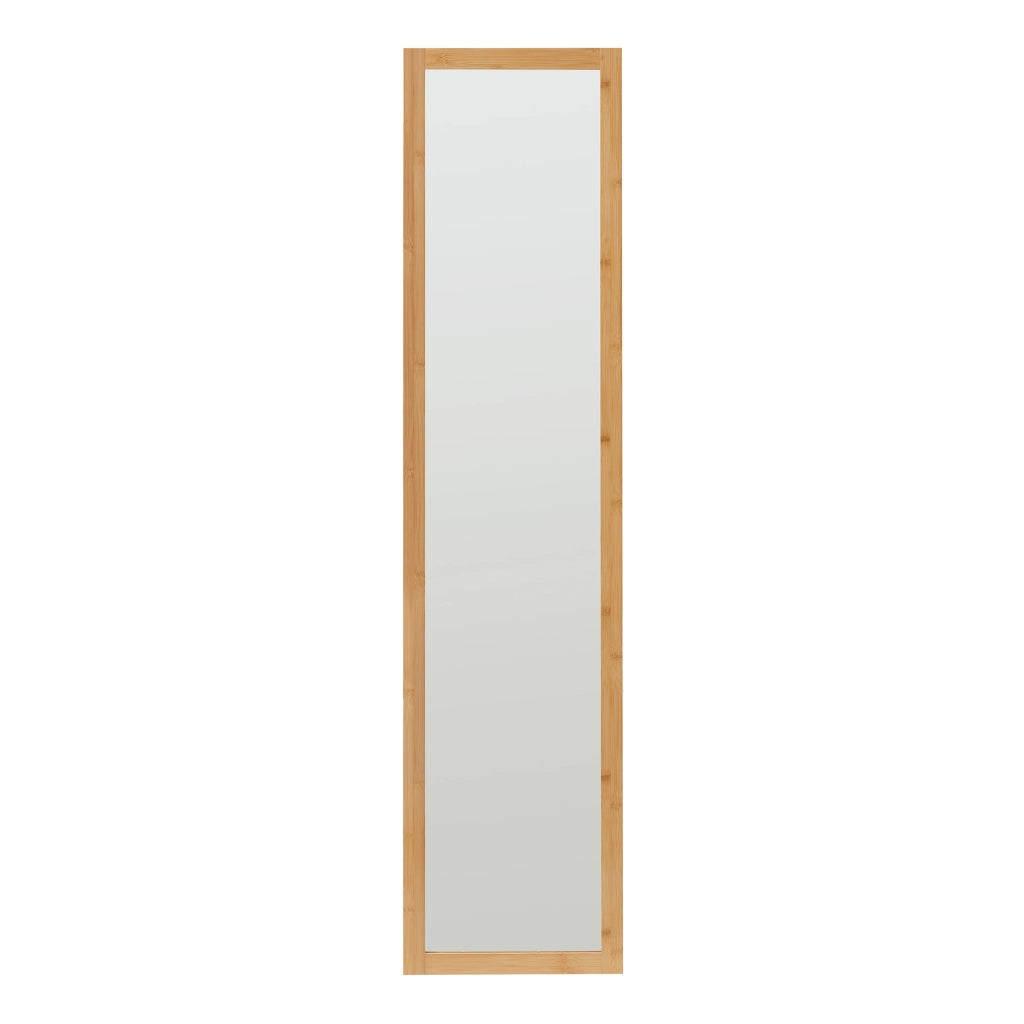 Scaffale da Terra AS con Specchio Frontale a Figura Intera 170x40x35 cm Naturale/Bianco [en.casa]