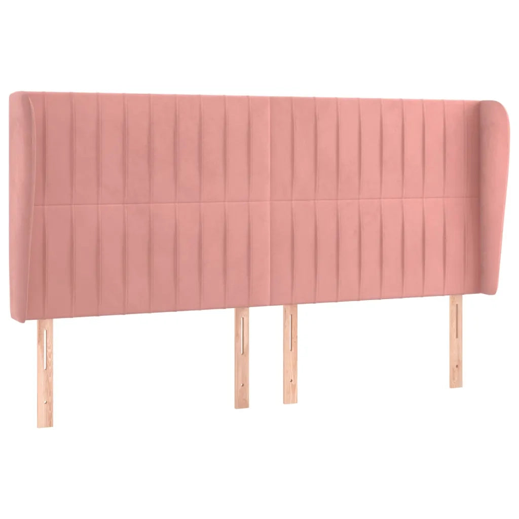 Testiera ad Orecchio-Testata con Orecchie Rosa 203x23x118/128 cm in Velluto 144915