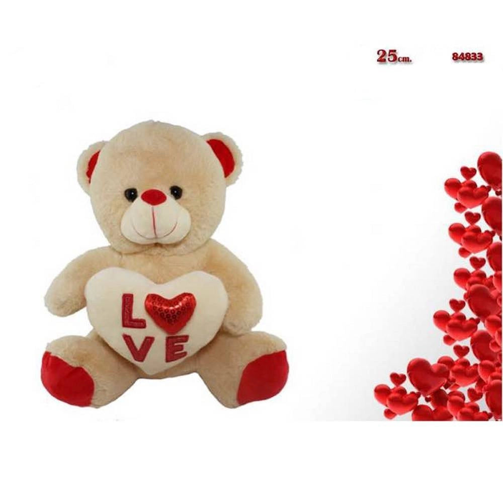 Trade Shop - Orsacchiotto Peluche Pupazzo Orso Con Cuore Scritta Love Cuoricino 25 Cm 84833 -