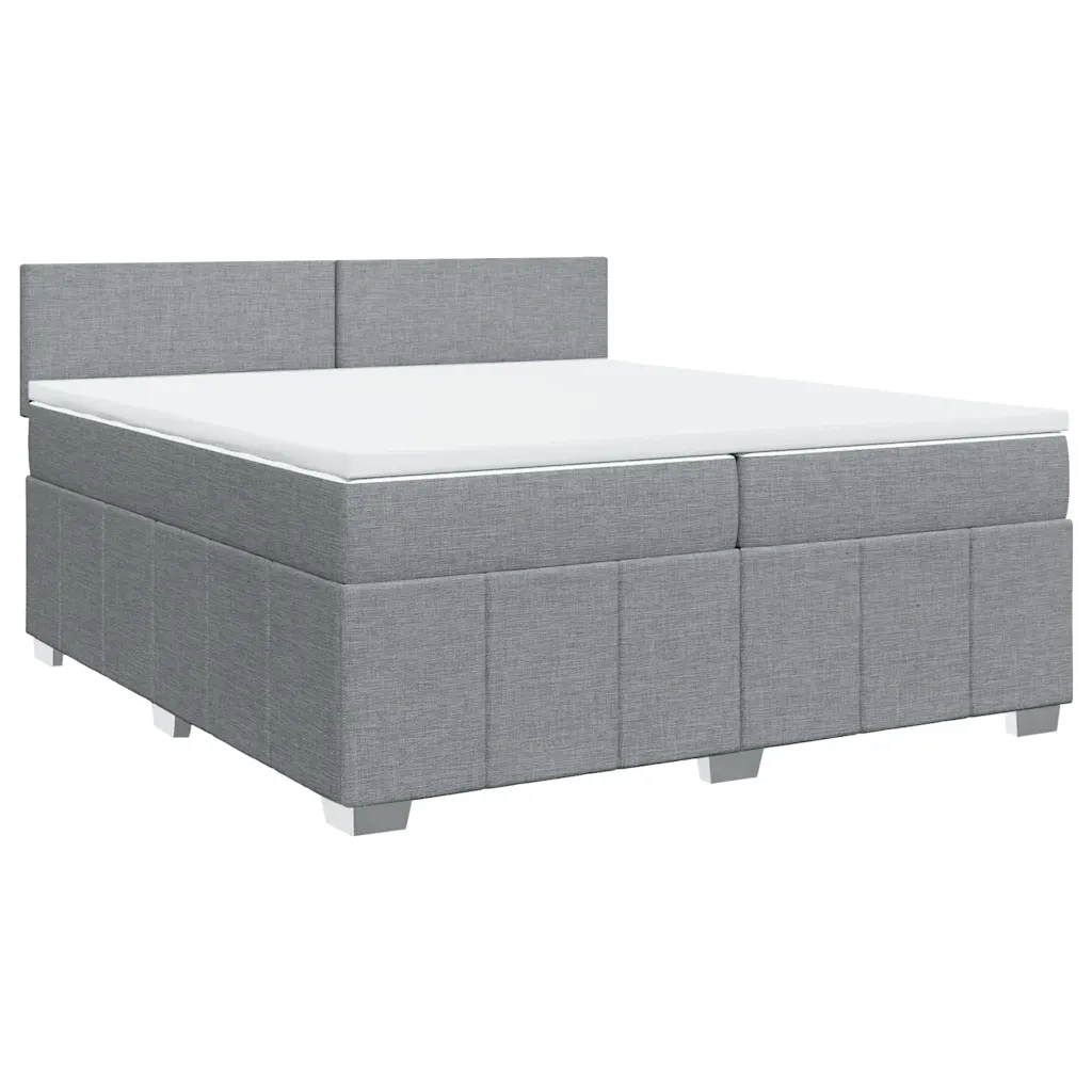 Giroletto a Molle con Materasso Grigio Chiaro 200x200cm Tessuto