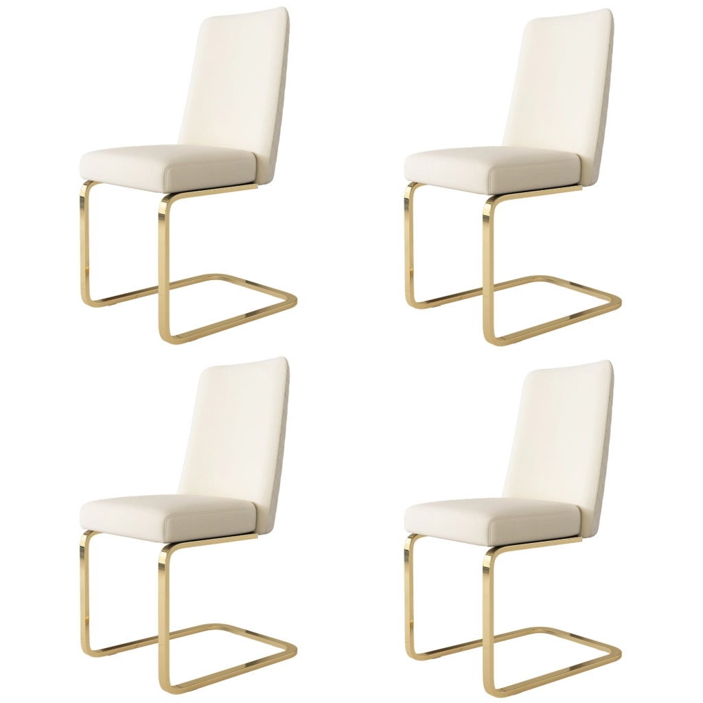 Sedie da Pranzo Set 4 Pezzi Velluto Beige ¨C MINIMAL ¨C Design Schienale Diamante, Gambe Metallo Dorato
