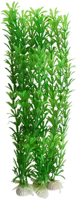 Pianta artificiale per acquari - Foglie rotonde - Verde - 3 pezzi - Sintetica - Adatta per acqua dolce e salata - 30 cm di altezza